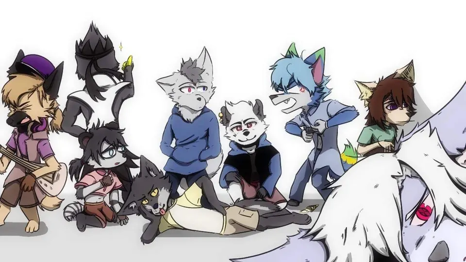 Stray team sans Rakki, drawn by Adjy in March 2022